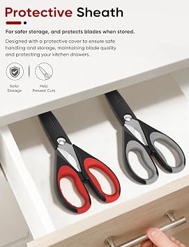 Kitchen Shears, 2-Pack Kitchen Scissors Heavy Duty Meat, Dishwasher Safe Cooking, Multipurpose Stainless Steel Sharp Utility Food for Chicken