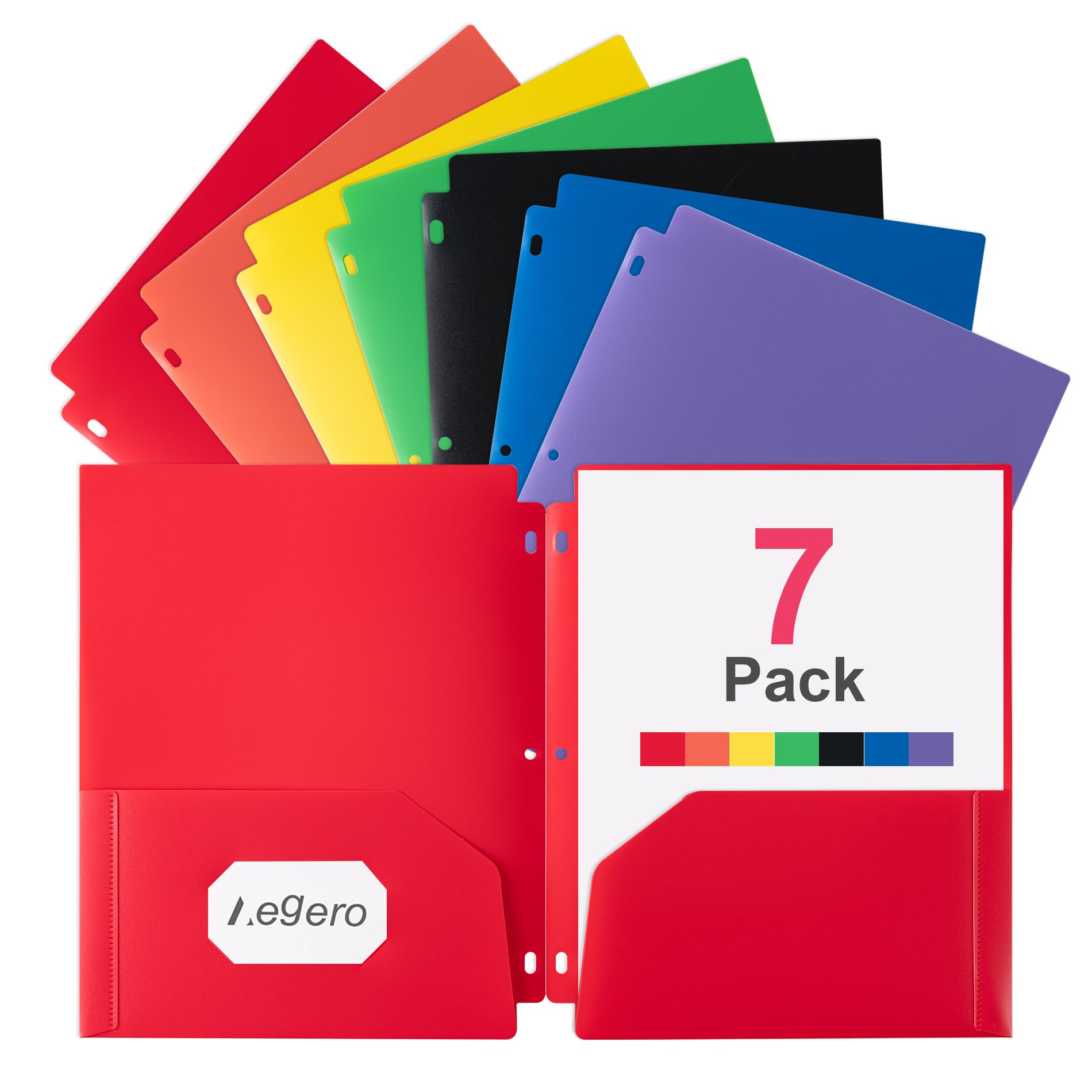 Amazon.com : Aegero Plastic 3 Hole Punch Folders with Pockets (7
