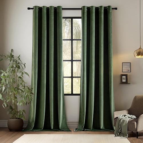 EMEMA Cortinas de terciopelo para sala de estar, 63 pulgadas de largo para oscurecer la habitación, cortinas de ventana con ojales para dormitorio,