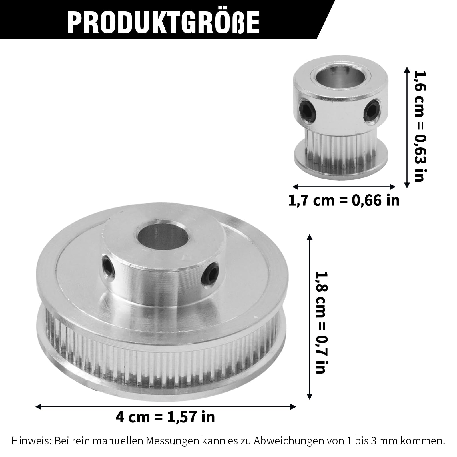 2 Set GT2 Synchronrädern 20-60T-8B-6, 20 & 60 Zähne, 8mm Bohrung, Aluminium Synchronrad mit 2 Riemen, Länge 200 mm, Breite 6 mm (8mm)