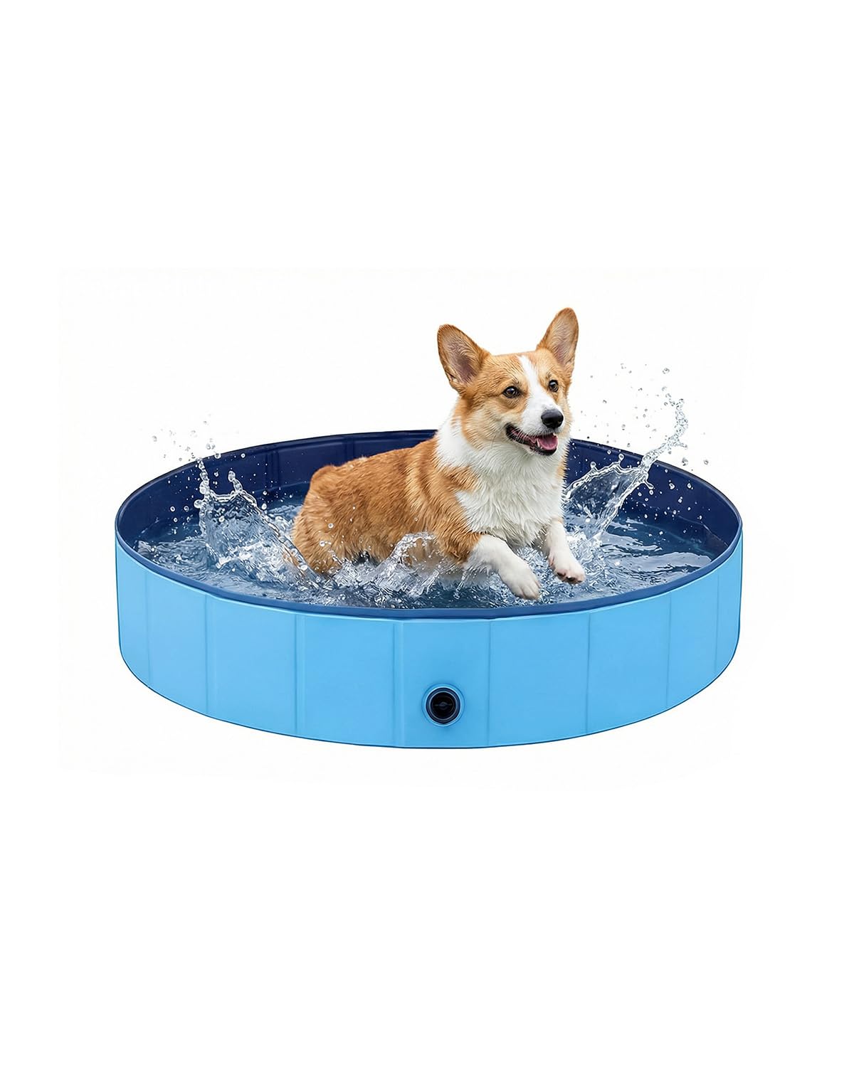 Piscine Chien Pliable et Robuste, Bassin pour Chiens en PVC Antidérapant, Piscine Portable pour Animaux et Enfants, Baignoire Extérieure pour Petit et Grand Chien, Bleu,80 x 20 cm
