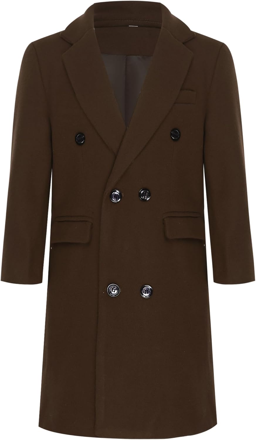 YiZYiF Boys Double Breasted Peacoat Notched Lapel Collar Wool Blend Long Dress Coat with Pockets