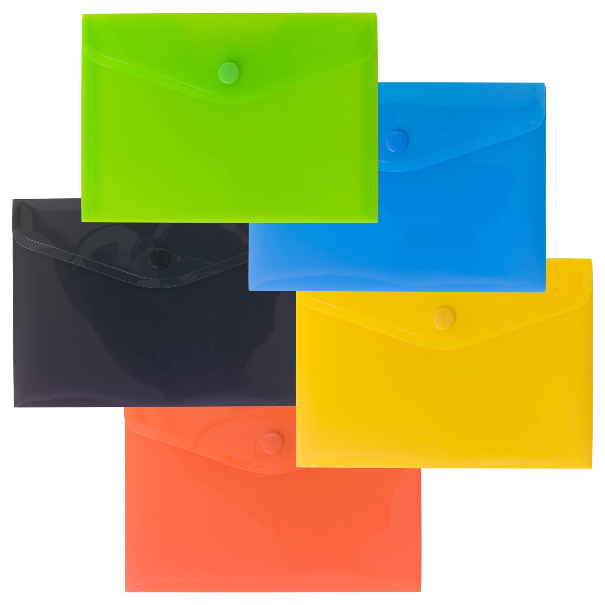 Eco-eco A7 50% Gerecycleerde Diverse Kleuren Druk Stud Popper Portemonnee Plastic Mappen Pack Van 25 Eco077x25