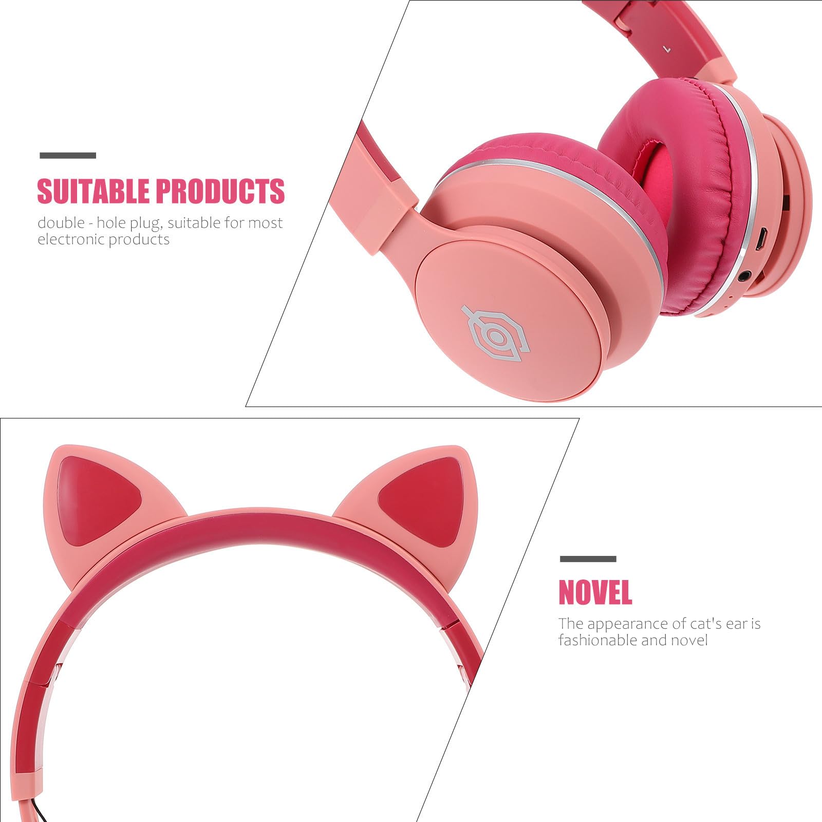 VICASKY Auriculares Inalámbricos Orejas de Gato, Diadema Ajustable