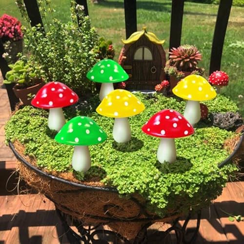 Abkshine Upgraded Outdoor Solar Garden Mushroom Lights(6 Mushrooms Lamps), 8 Modes Outside Waterproof Solar Powered Garden Christmas Lights Decoration Garden, Yard, Lawn, Pathway. (Multi-Colored) #TOP5