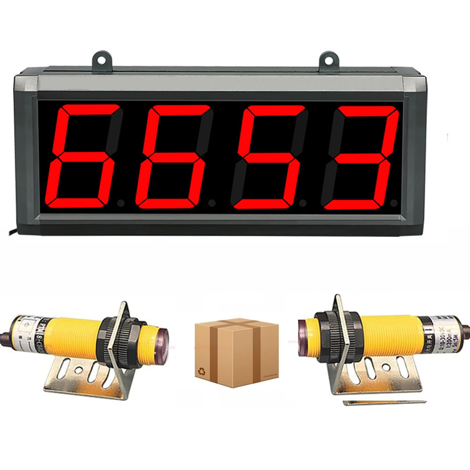 Compteur numérique infrarouge double LED avec fonction mémoire, affichage à 4 chiffres pour un comptage précis sur les bandes transporteuses, portée du capteur jusqu'à 5 m