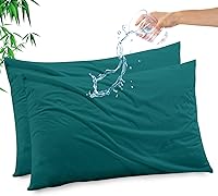 Vista 13 de Funda de almohada impermeable de bambú y rayón de Gogreen, funda de almohada transpirable, protector de almohada refrescante con cremallera, funda