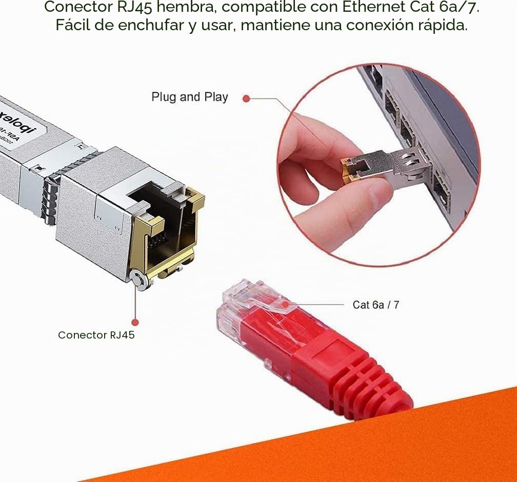 ipolex 1,25/2,5/5/10G SFP+ RJ45 Transceptor de cobre con Marvell IC, módulo 10GBase-T RJ-45 SFP+, compatible con Cisco SFP-10G-T-S, Ubiquiti UniFi UF-RJ45-10G, Mikrotik, D/TP-Link (CAT.6a, 30m) 1 PC.