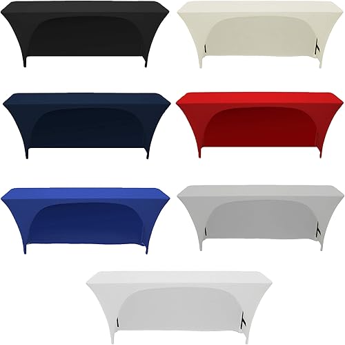 Miniatura 6 de YOUR CHAIR COVERS - Mantel elástico rectangular de elastano de 6 pies x 18 pulgadas, con espalda abierta y espalda abierta, color marfil
