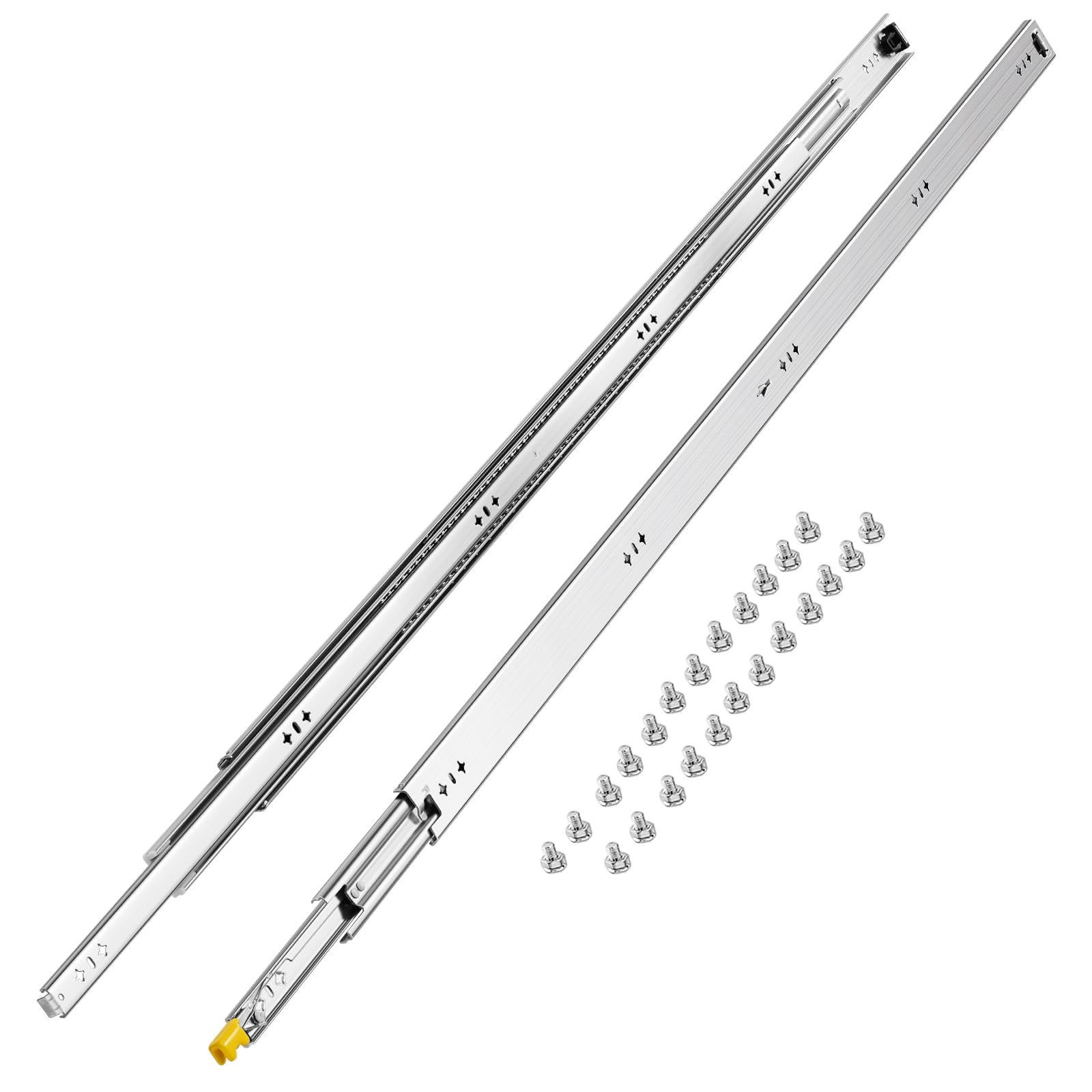 VEVOR 1 para prowadnic do szuflad z pełnym wysuwem 16, 18, 20, 24, 30, 35, 37,4, 59, 24, 32, 36, 40, 48, 152.4 cm, nośność 113.4 kg, łożysko kulkowe z blokadą boczną szyną do szuflady