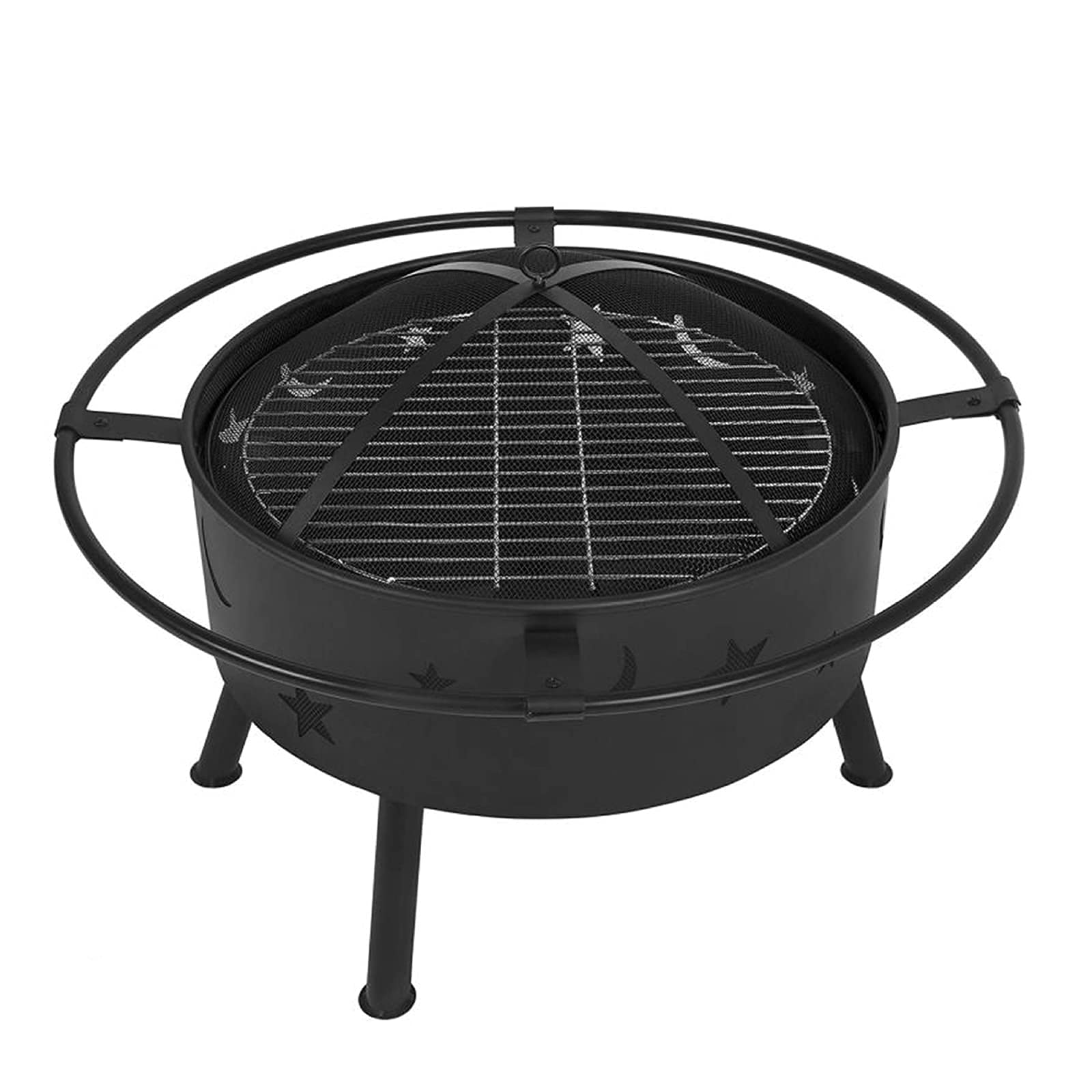 Bracieri a legna da esterno, braciere portatile, falò rotondo a legna da patio e braciere da cortile per esterni con griglia per barbecue
