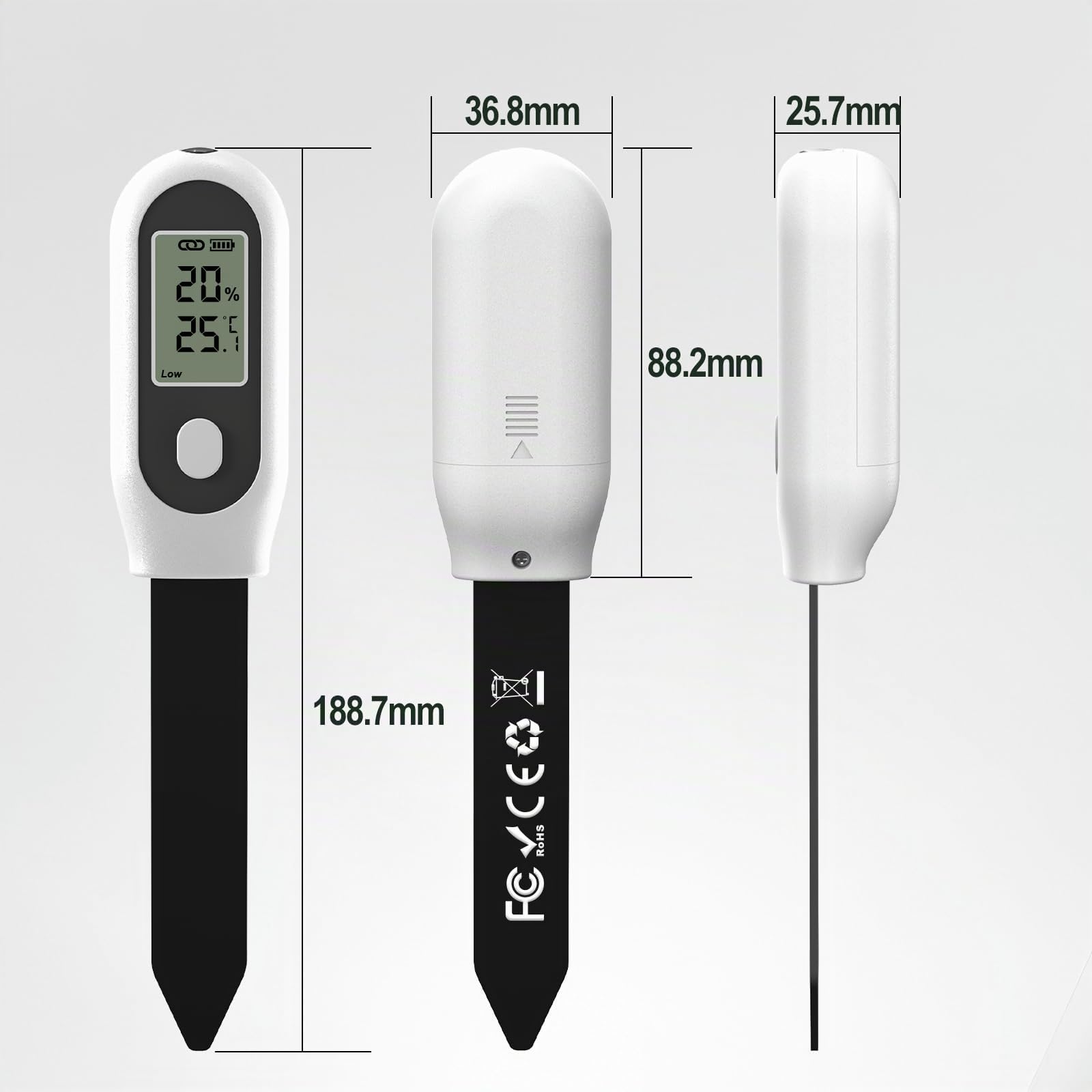 GIEX Zigbee 3-in-1 Bodenfeuchtesensor, 2er-Pack, für Garten mit Temperatur- & Lichtmessung, kompatibel mit Tuya Smart App & Home Assistant