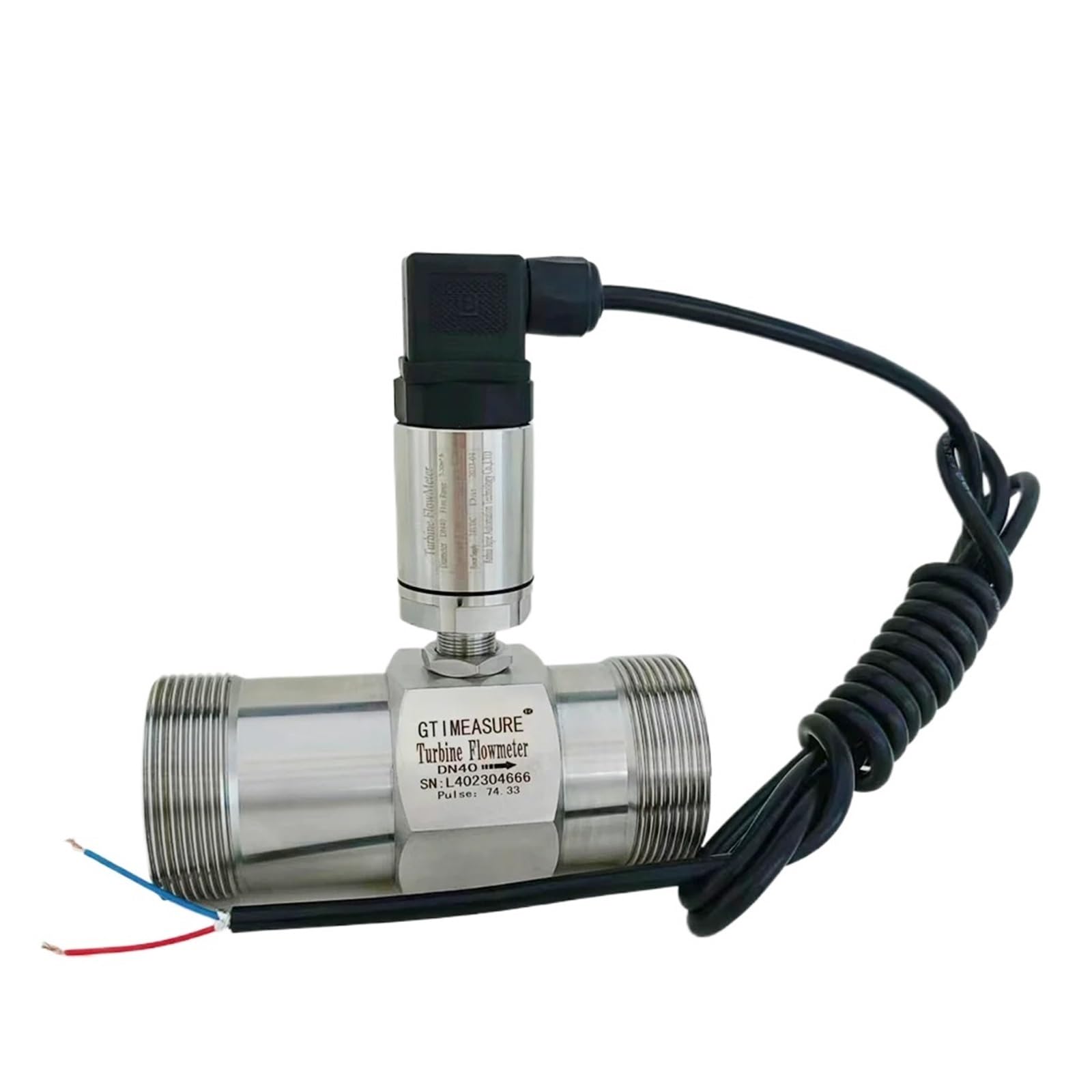 LEOTNNDQ 4-20mA Flow Meter Sensor DN15 DN20 DN50 Turbine Flowmeter(DN25 SS304 4-20mA)
