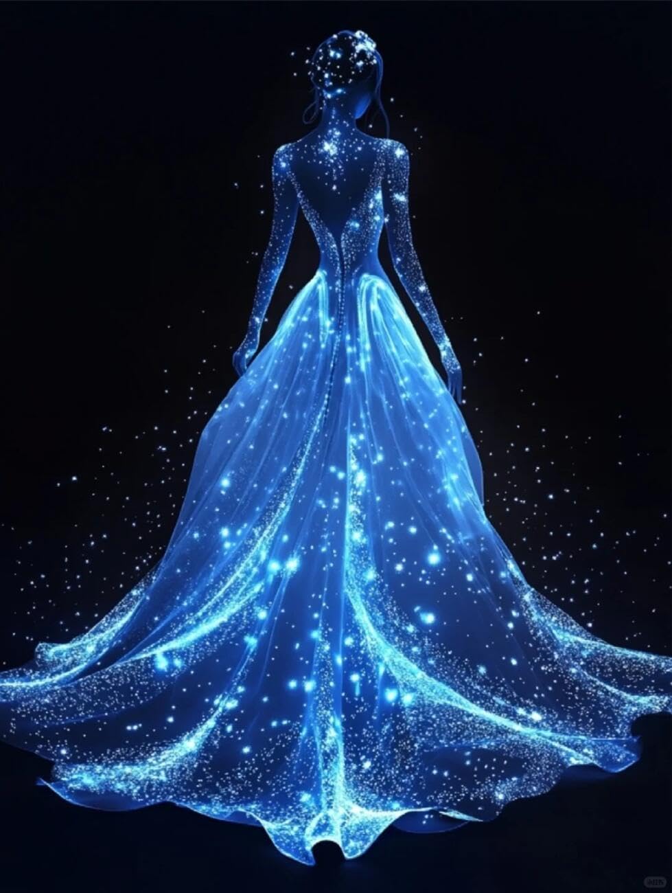 RKFLGEW DIY Bead Embroidery Kit Starry Sky and Dress 40x50cm