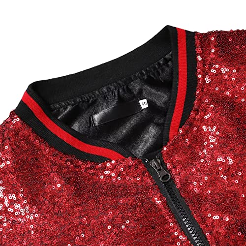 Image of babyhealthy Mens Mermaid Sequin Jacket Zip Up Sparkle Jacket Blazer Bomber Jacket Halloween Party Disco Metallic Jacket