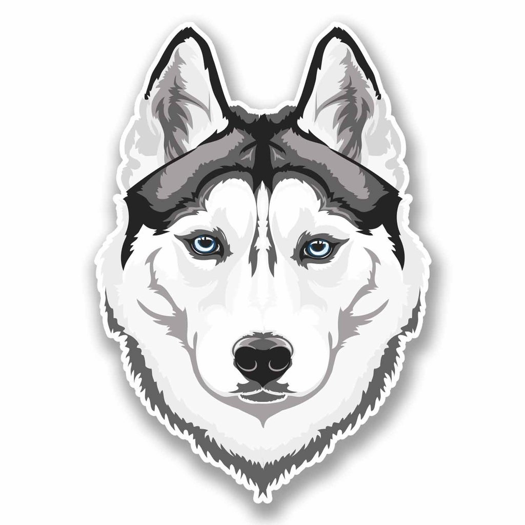 Destinationvinyl Multi 2 X 10Cm/100Mm White Husky Wolf Window Cling Sticker Car Van Campervan Glass #9674