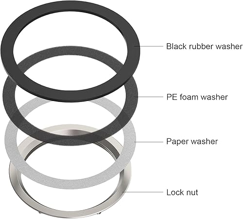 Miniatura 2 de Kone Anillos de sellado de juntas de colador de fregadero, paquete de 4 arandelas y tuercas de bloqueo para desagües de fregadero de cocina de 3-12