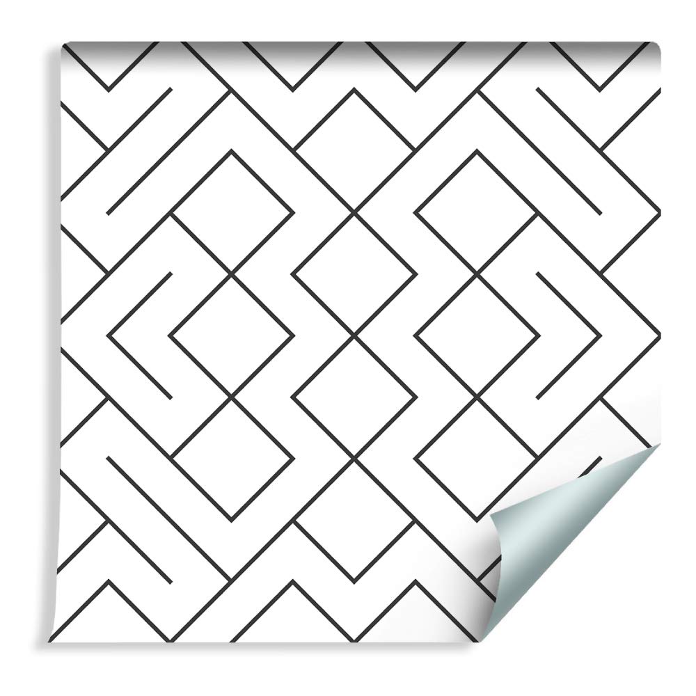 Muralo Papier Peint Noir et Blanc Motif Géométrique - 10m x 53 cm