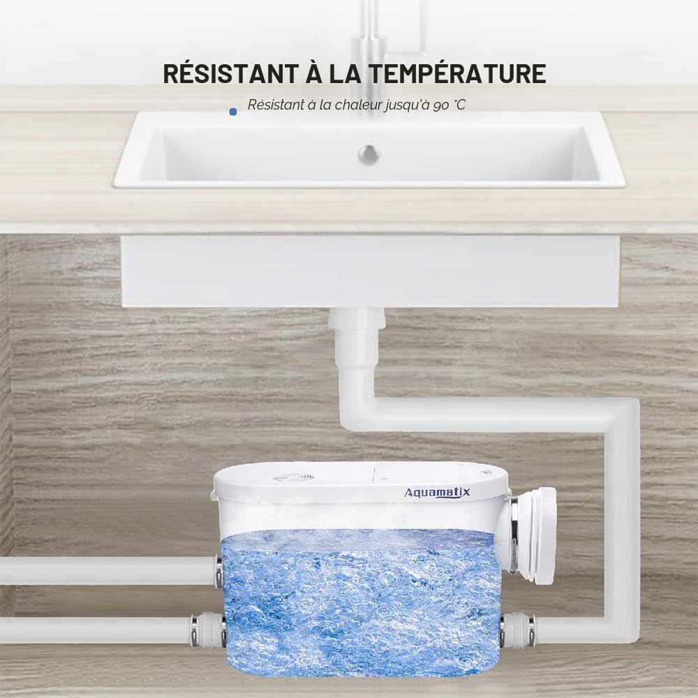 Aquamatix Silencio S Broyeur Sanitaire 400W Pompe de Relevage 145L/min pour WC suspendus 3 entrées Distance de pompage verticale de 8m avec filtre à charbon