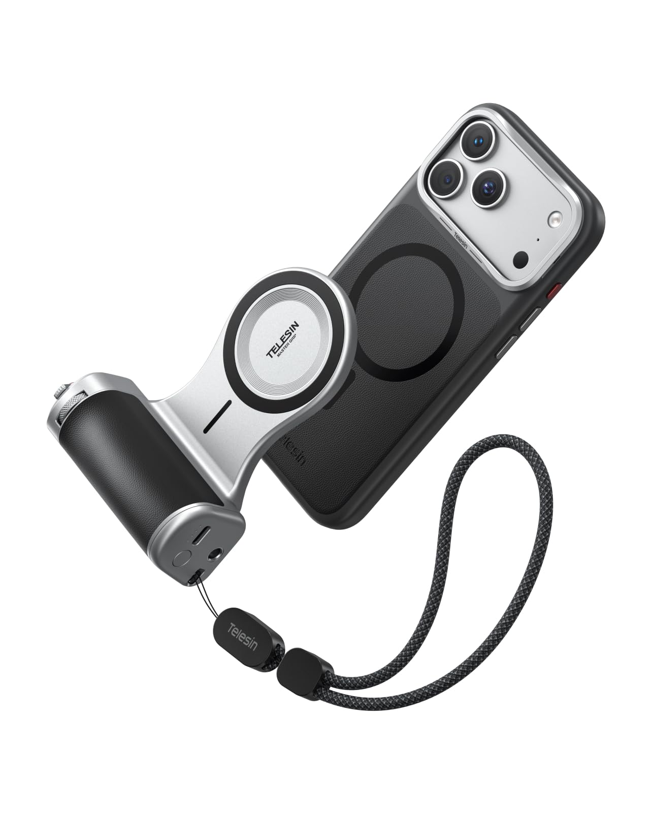 TELESIN Master Grip Kit for iPhone 18 Pro, DSLR-Style Camera Grip | Classic, Phone Case Included, MagSafe-Compatible, 3200mAh Wireless Charging, Zoom Lever, Custom Dial, Reef Color App