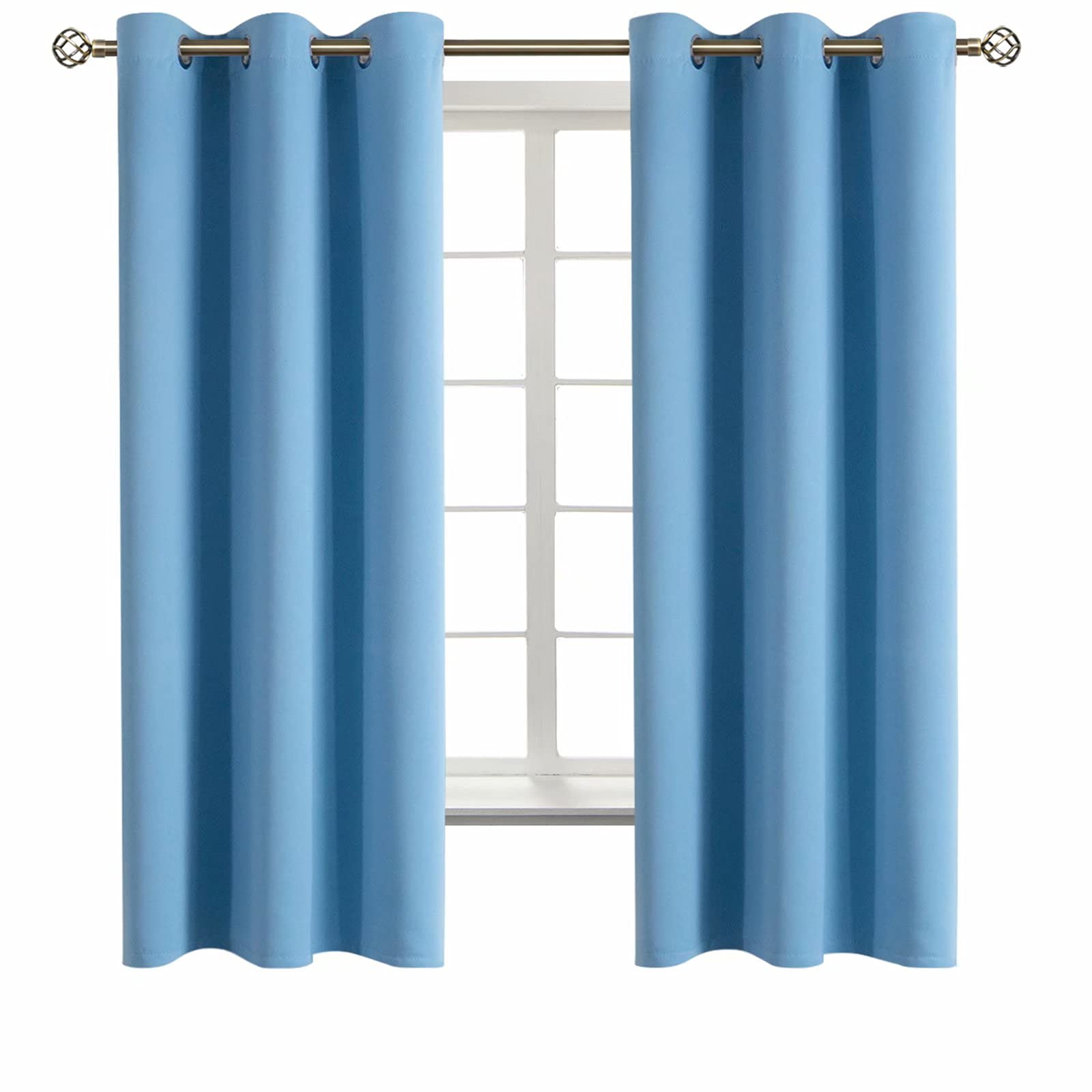 BGment Sky Blue Room Darkening Curtains 72 Inch for Bedroom - 2 Panels
