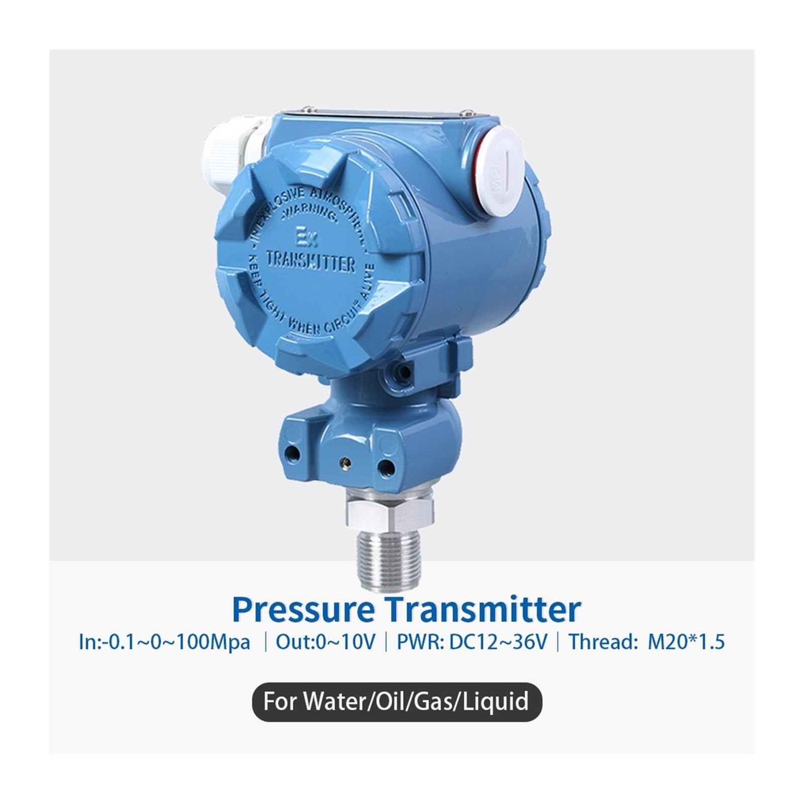 MUHM Sensor de presión estática Absoluta, transductor de presión neumática, transmisor de presión de Aceite hidráulico, 0-60Mpa, 0-10 Bar, 0-10V (Size : 0-6Mpa)