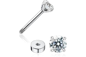 limerencia Hypoallergenic Grade 23 Titanium Stud Earrings Screw In Flat Back Nap Earrings