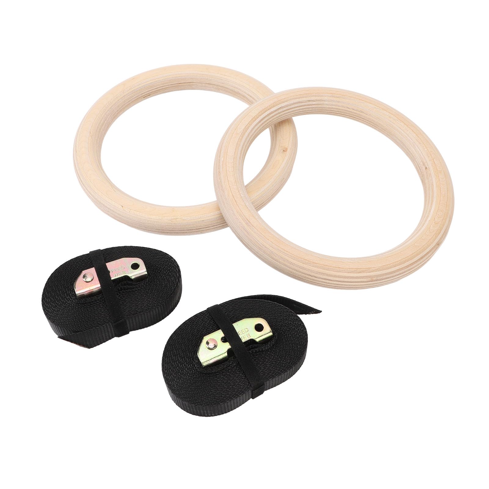 Anillos de Gimnasia de Madera, Juego de Anillos de dominadas de Abedul, Equipo de Entrenamiento de Fuerza para Fitness con Peso Corporal, Anillos de Gimnasio Ajustables con
