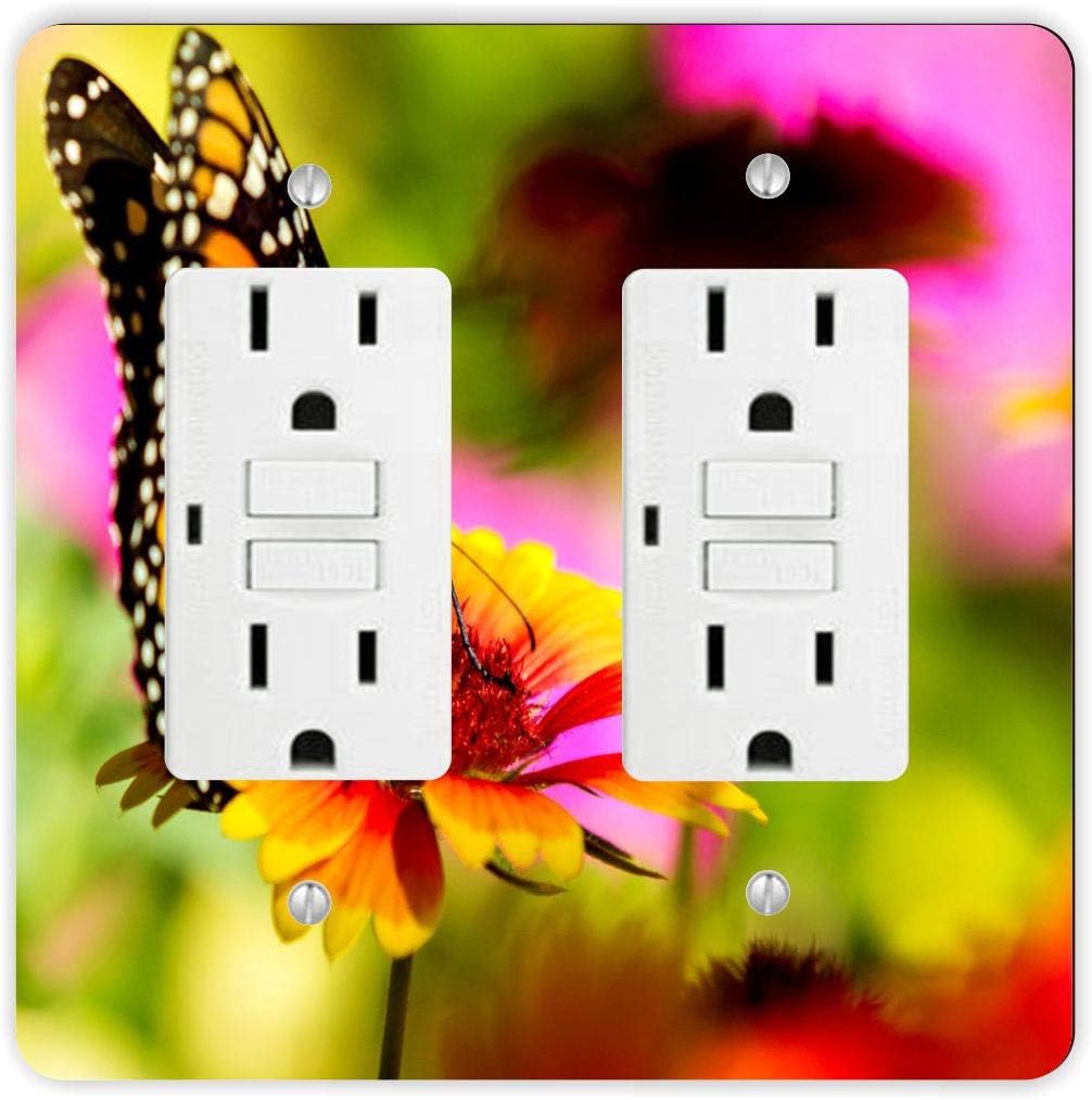 Beautiful Tropical Color Butterfly - Monarch Butterfly -Light Switch Plate Cover - Double GFI Double Rocker - Two Gang Switch Plate Cover Switch Plate Cover