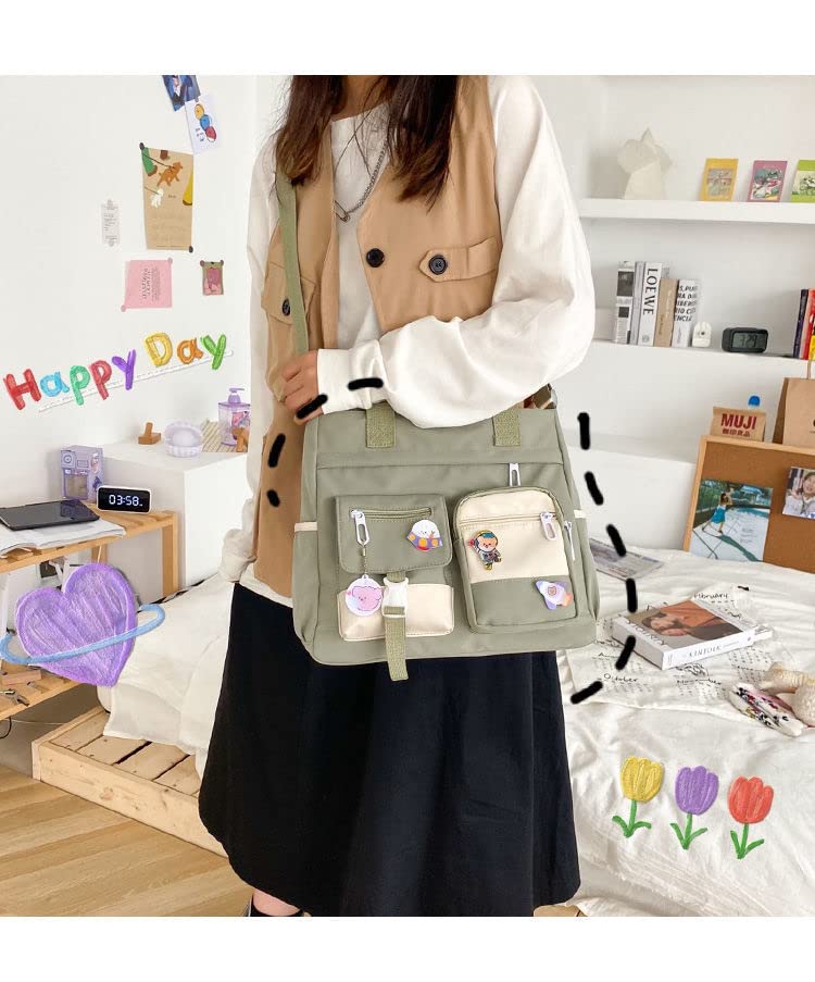 Cute Messenger Bag for Women Kawaii Cross Body Bag with Kawaii Stuffs Kawaii Backpack Tote Bag (Green)2