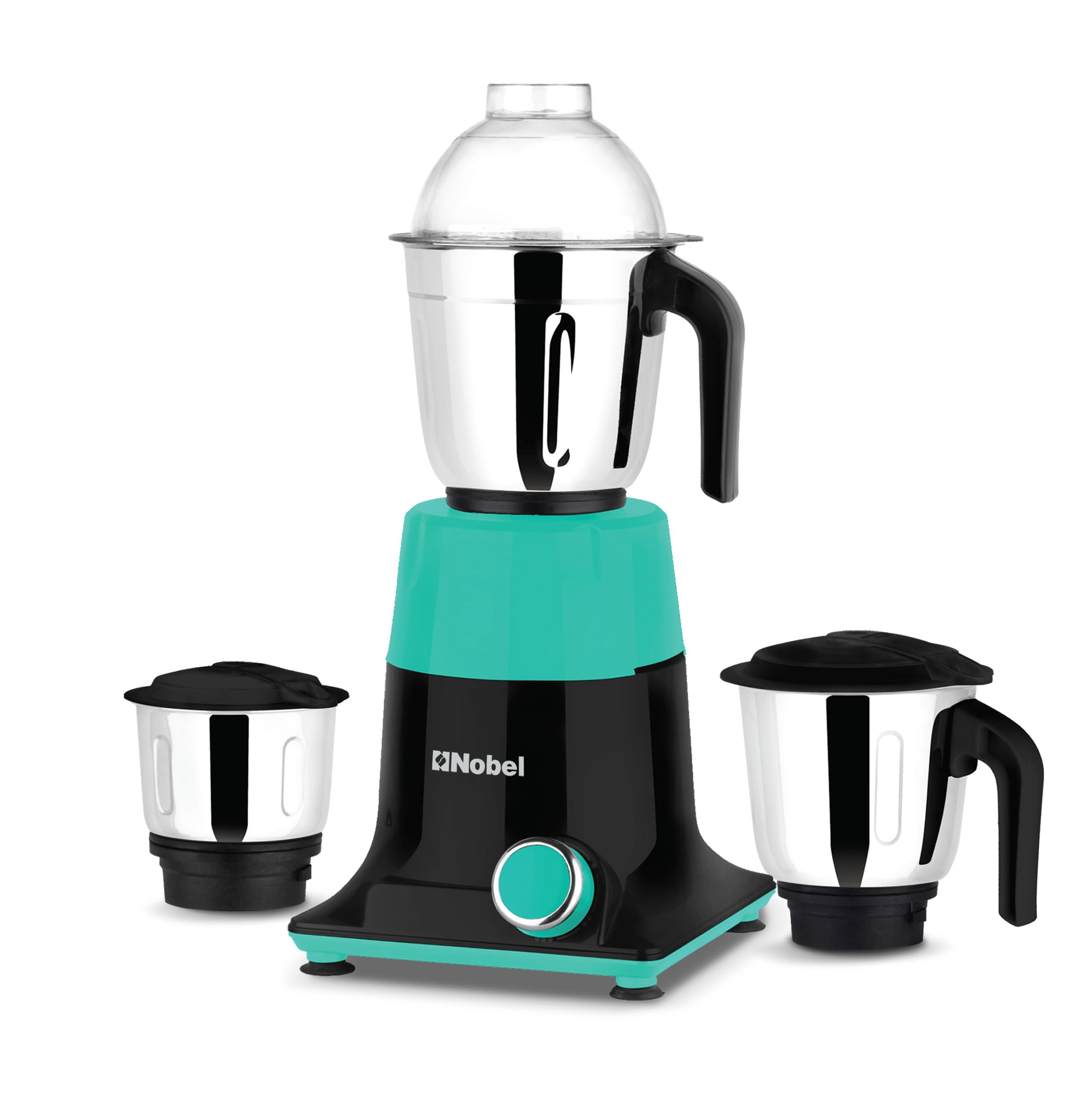 Nobel 3 in 1 Mixer Grinder, Powerful Motor, Wet Grinding Jar, Dry Grinding Jar, Chutney Jar, 3 Speed Control, Pulse Function, Stainless Steel Jars & Blades, Made in India NB301SS, Black/Green