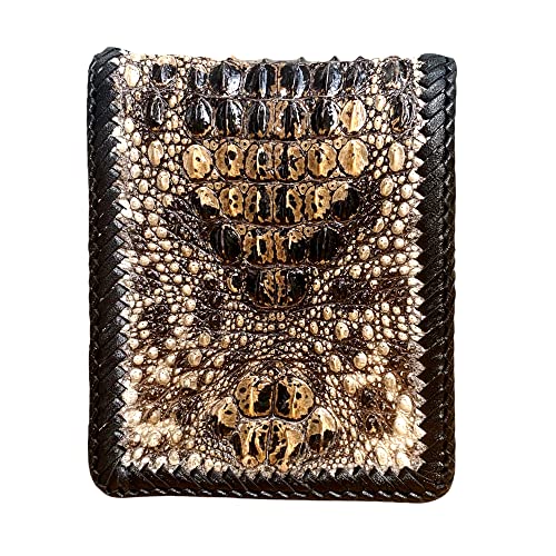 Genuine Natural alligator crocodile leather skin bifold wallet for men, more manly (Edge Stitching)