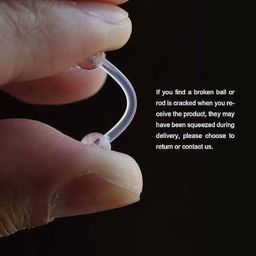 Miniatura 4 de 36 piezas de retenedores de piercing transparentes de plástico Bioflex para pezón, lengua, nariz, tabique, ceja, ombligo, aretes, tragus, hélice,