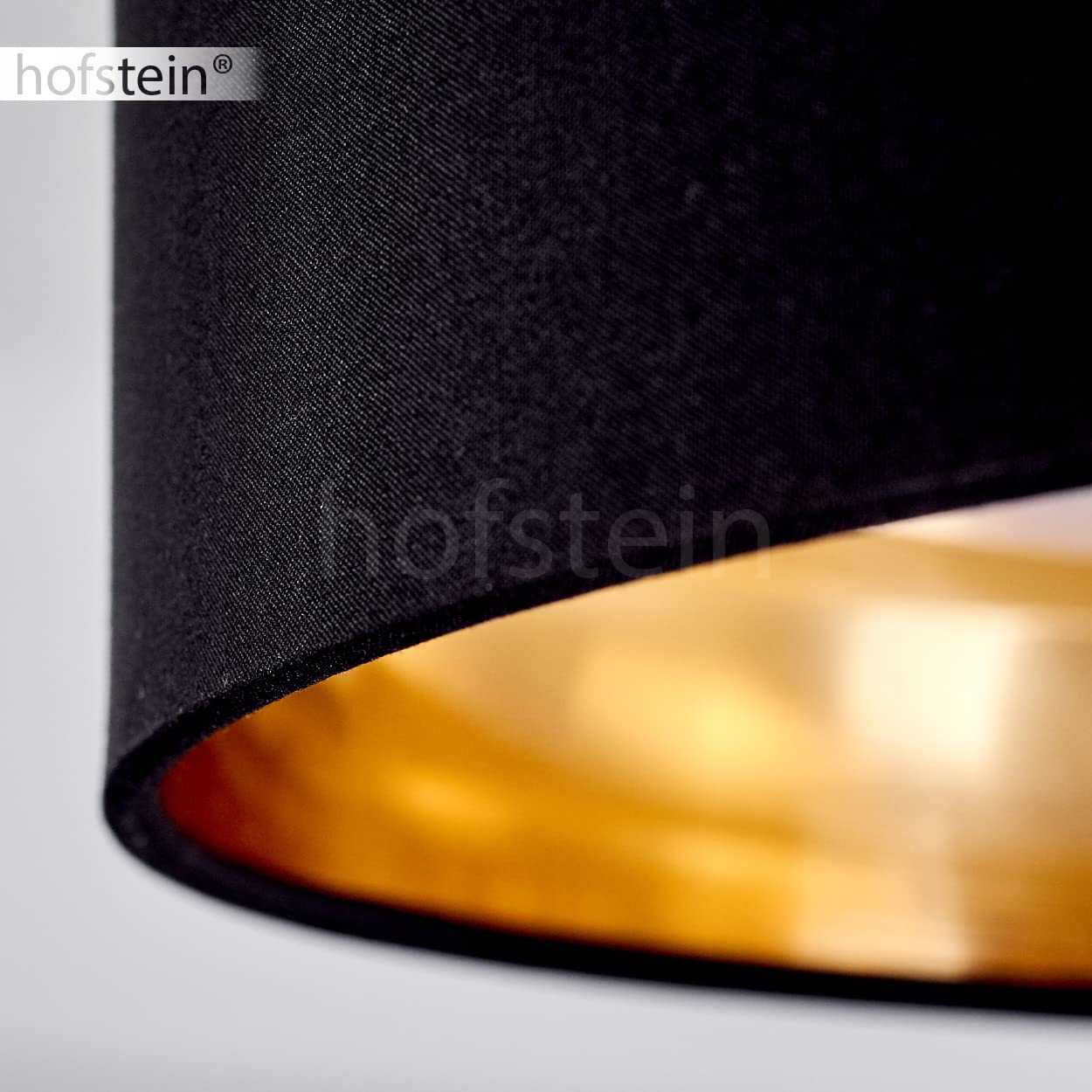 HOFSTEIN LED Deckenleuchte Elsa, moderne Deckenlampe aus Metall/Stoff/Kunststof in Schwarz/Goldfarben/Weiß, Leuchte mit Stoffschirm Ø 38 cm, 2100 Lumen, 3000 Kelvin, 24 Watt, Wohnzimmer, Schlafzimmer