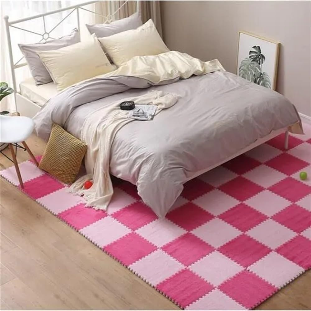 30 stücke 30x30cm DIY Nordic Boden Matte Spleißen Teppich Plüsch Samt Schlafzimmer Zimmer Mädchen Rosa Matte Puzzle plüsch Matten for Kommerziellen Und Zu Hause Decorat(Pink Purple White)