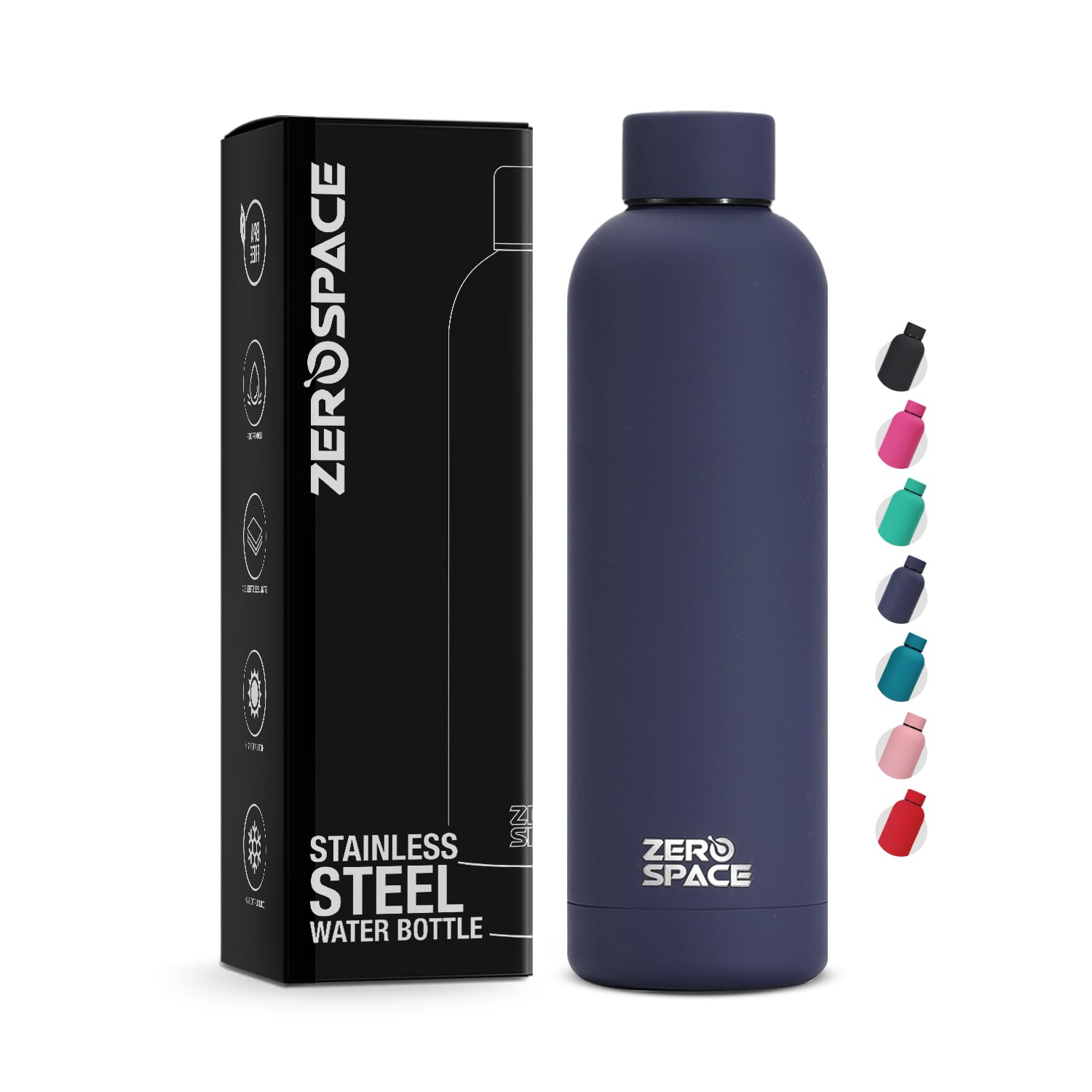 Stainless Steel Water Bottle, 750ml Insulated Water Bottle for Kids School, Double Wall Water Thermos Flask for Hot & Cold Drinks, Sports Hot Water Bottle (Navy Blue)