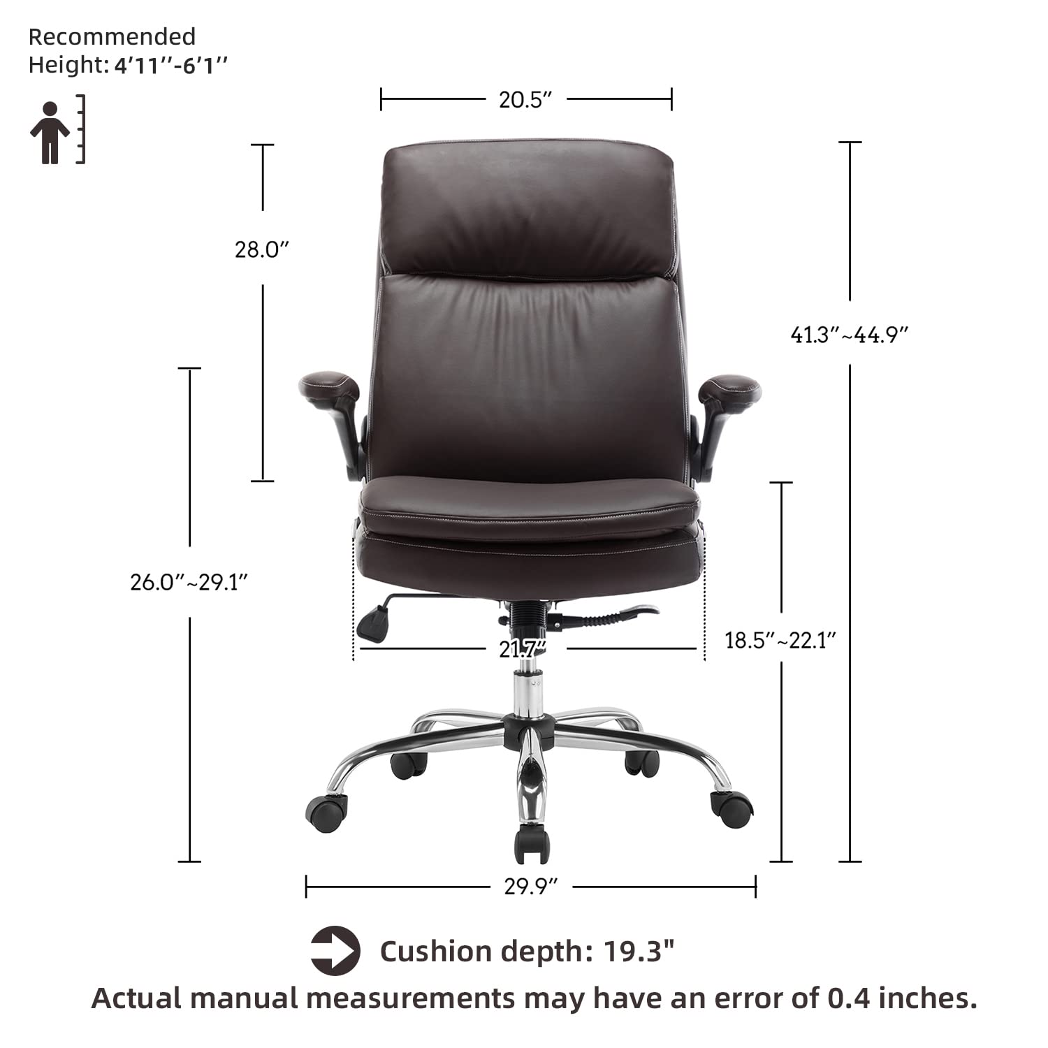 KERMS Executive Office Chair PU Leather Desk Chair with Flip Up Arms