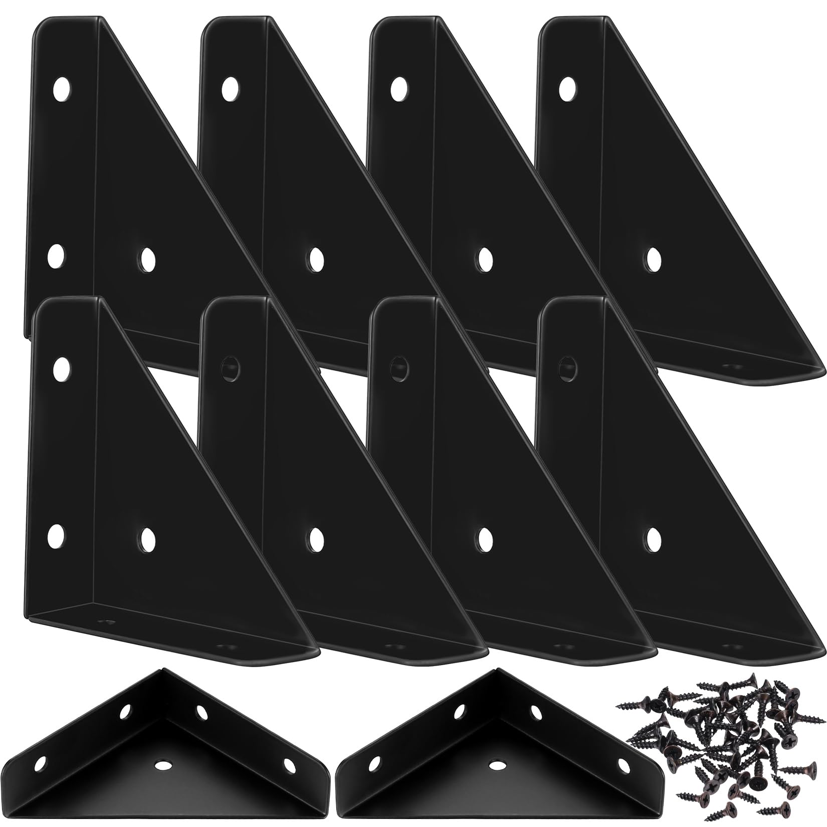 ANBEEISS 10 Pcs Heavy Duty Metal Corner Brackets, Black, Universal