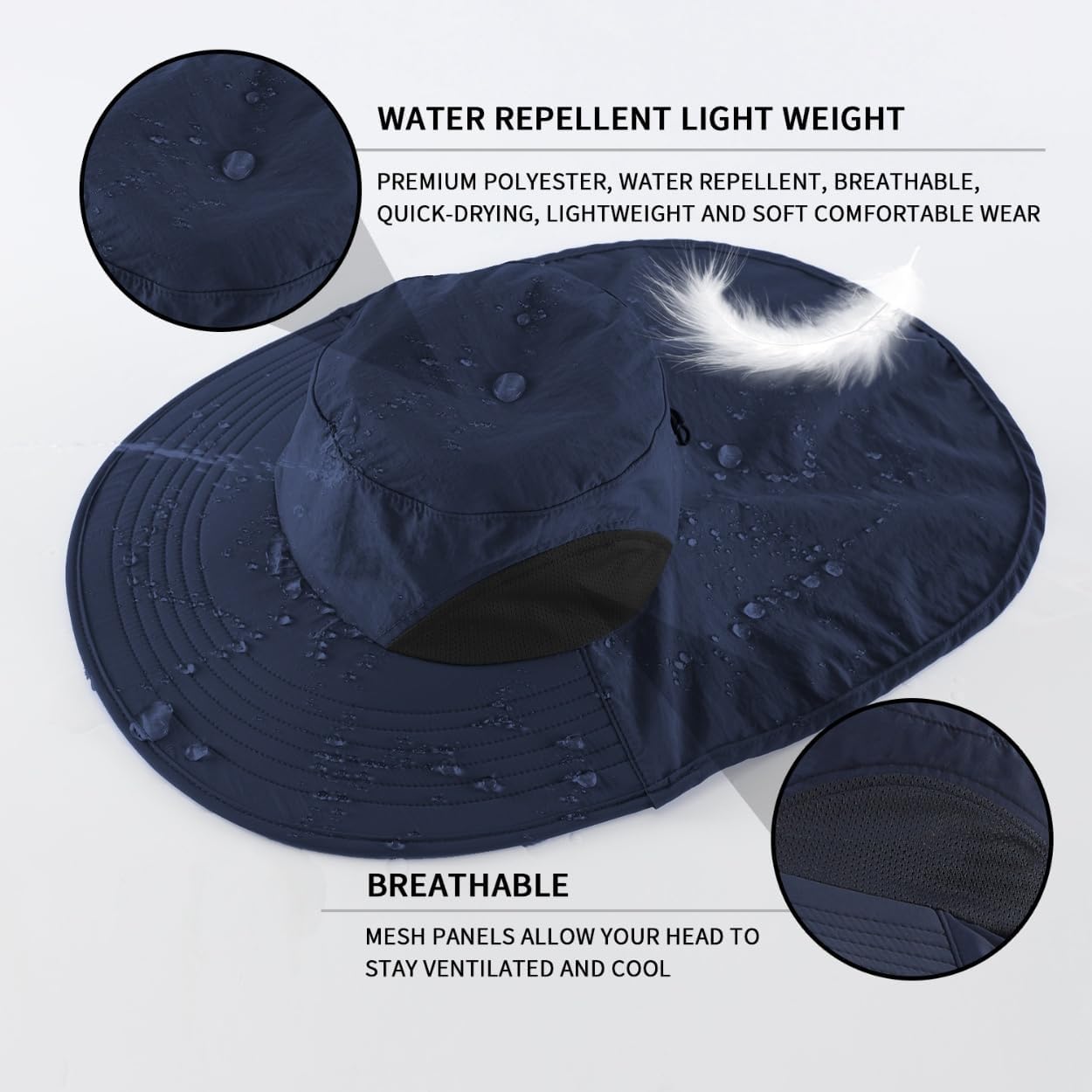Magracy Herren Damen Outdoor-Sonnenhut mit Nackenklappe breiter Krempe Netzstoff UV-Schutz Hut Angelhüte - Image 3