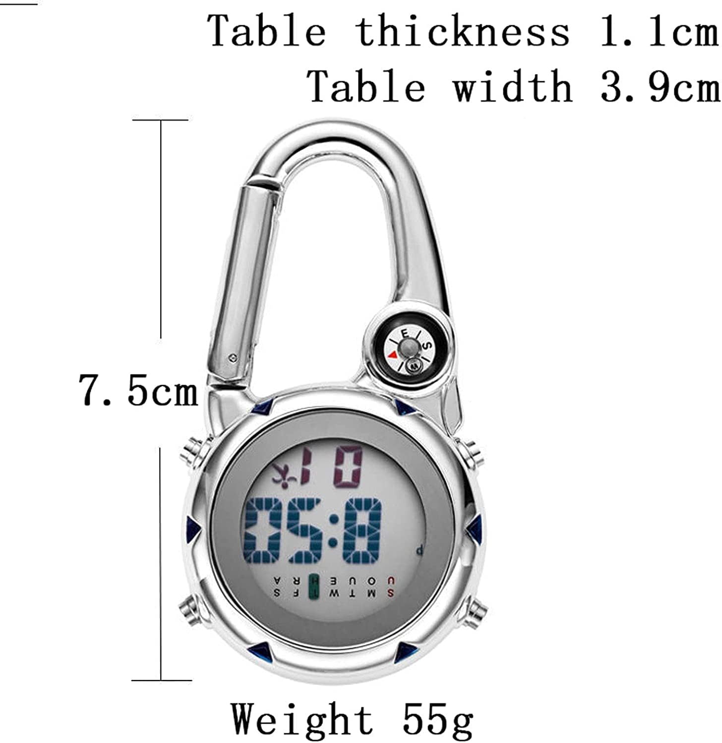 Pocket Watch,Vintage Pocket Watch Carabiner Pocket Watch Multifunction Electronic Pocket Watch Classic Large Number Portable Pocket 1.7 Inch Pocket Watch Classic Pocket Watches (Color : Red) (Yellow)
