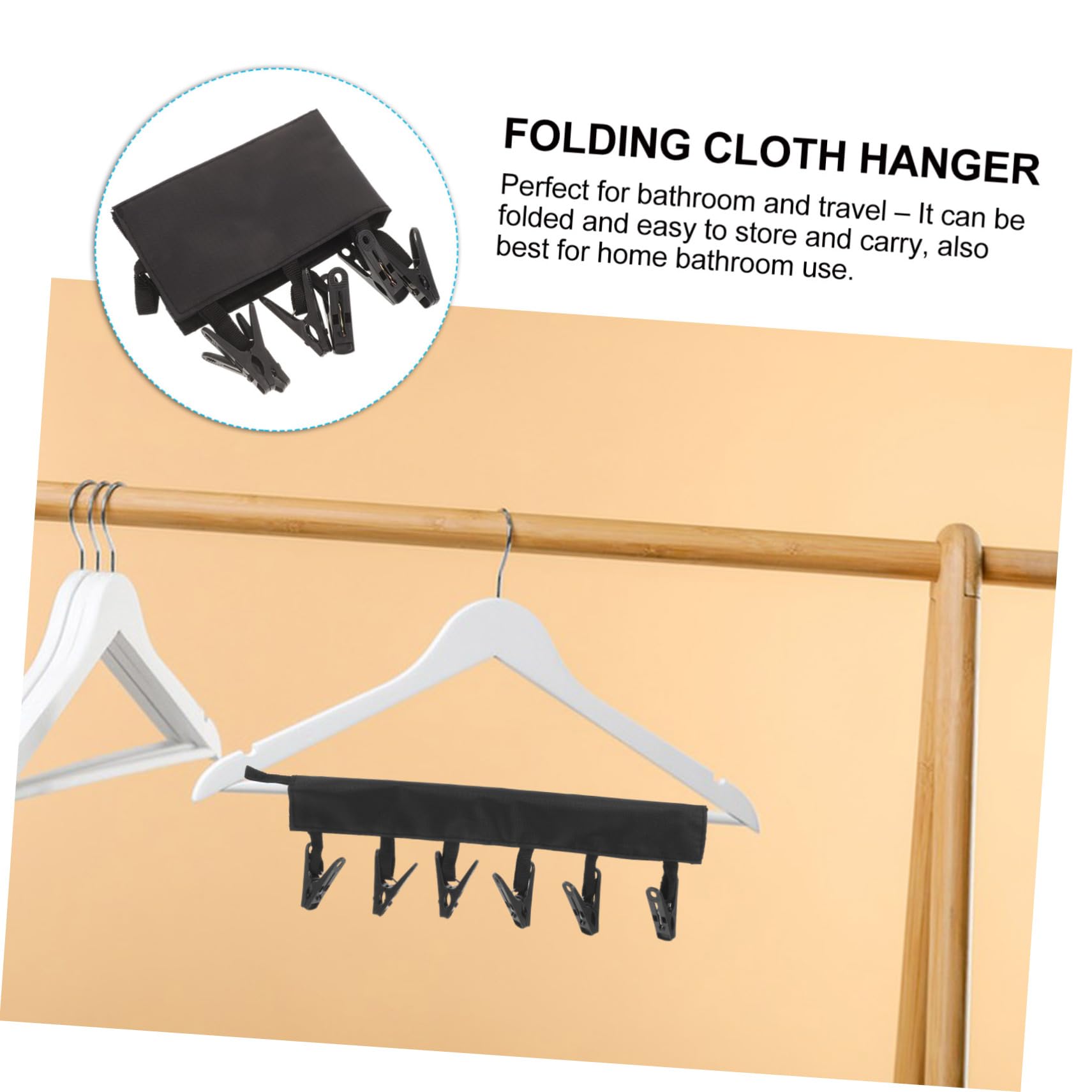 Levemolo Travel Cloth Hangers Folding Cloth Hanging Drying Rack Foldable Clothes Hanger Portable Hangers Clip Hangers Portable Garment Rack Laundry Hanging Clip Travel Hangers Black