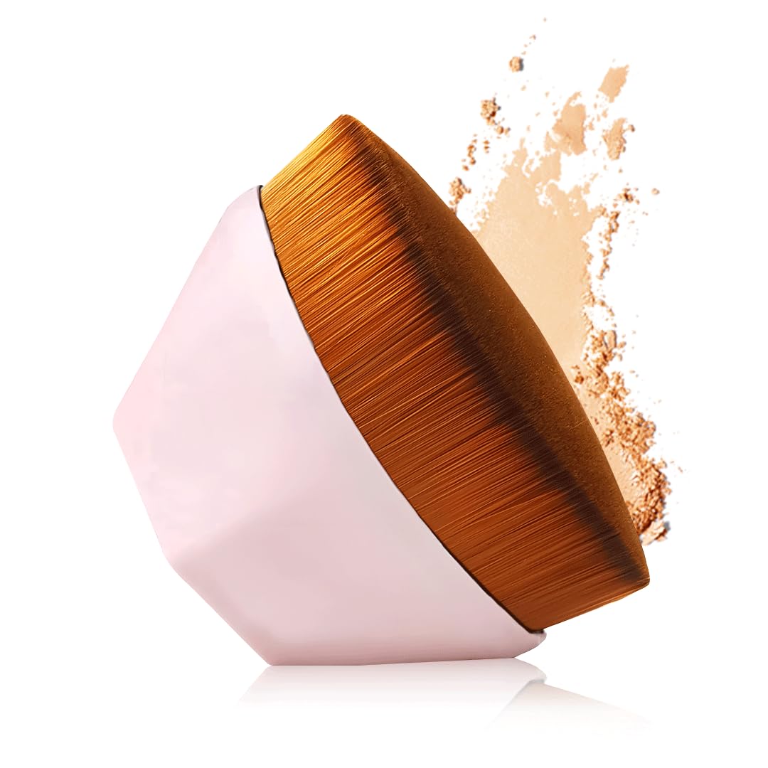 Gleva Foundation Makeup Brush, Flat Top Kabuki Hexagon Foundation Brush for Face Makeup Blending Liquid & Cream Cosmetics Brush with Protective Case (Light Purple)