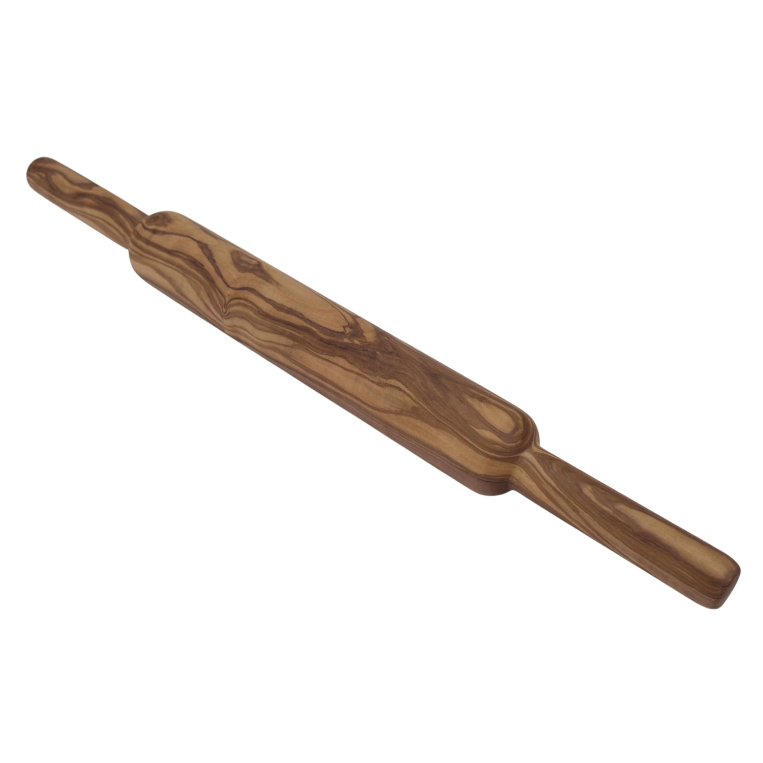 Rouleau à pâtisserie en bois d'olivier « Harmonie » avec poignées 45 cm Ø 4 cm – Rouleau à pâtisserie en bois pour pizza, pâtes, pain et pâtisseries