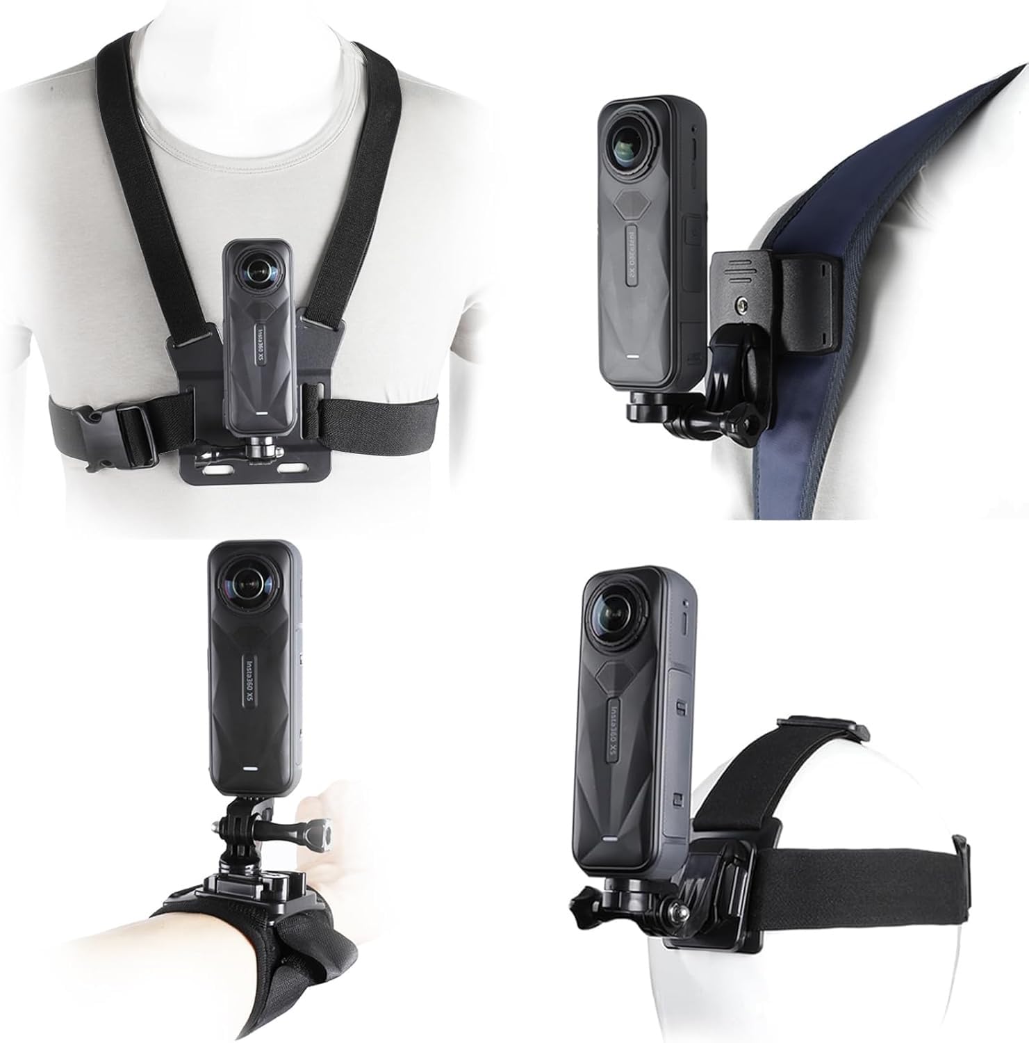 Insta 360 X5 用アクセサリーキット チェストマウントヘッドストラップハーネスバックパッククリップホルダーリストストラップ Insta360 One X5/X4/X3/X2、GoPro Hero 9用