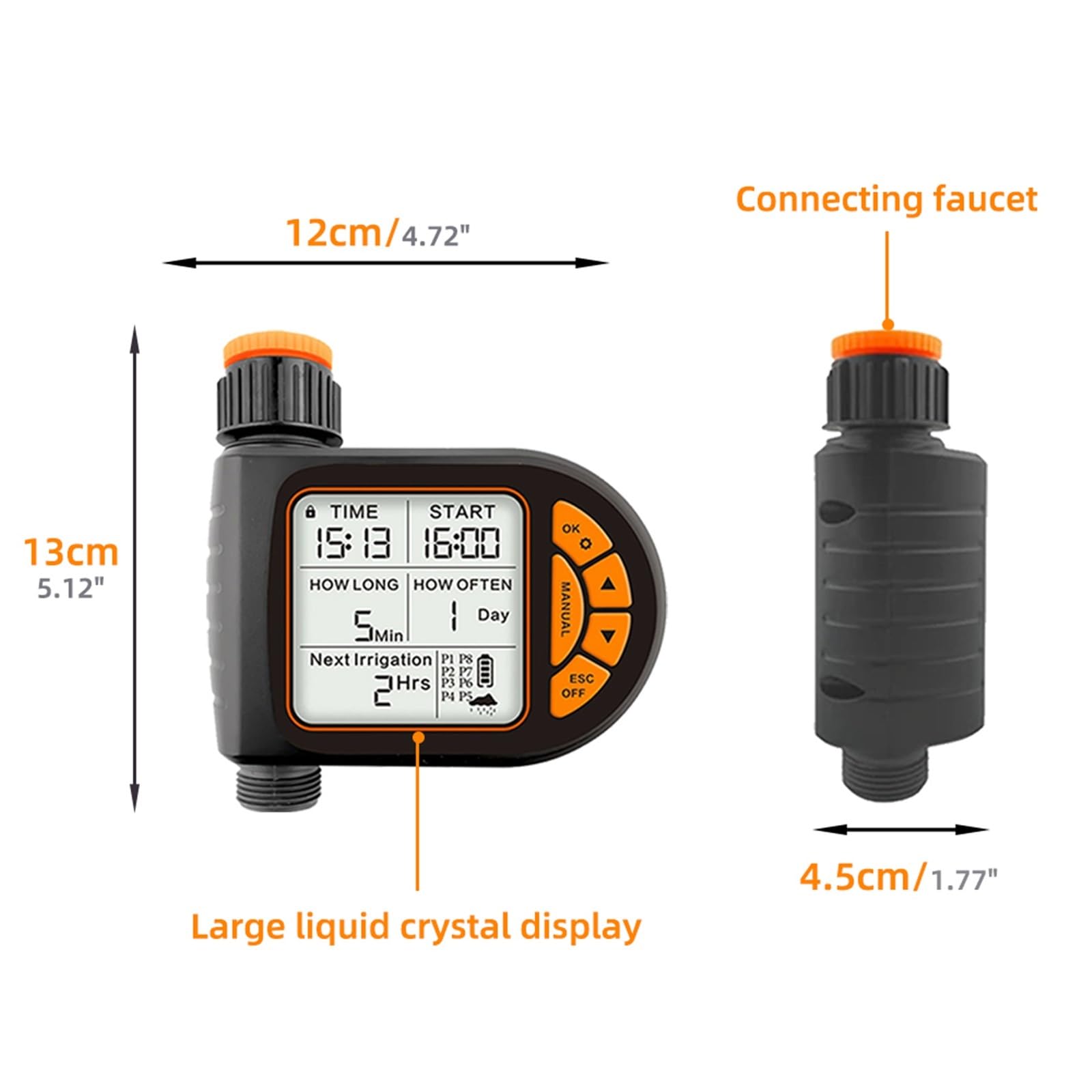 Sterownik nawadniania, Zestaw do nawadniania Garden Smart Timer IPX5 Wodoodporny Automatyczny sterownik podlewania LCD Może być używany trawników do podlewania trawnika