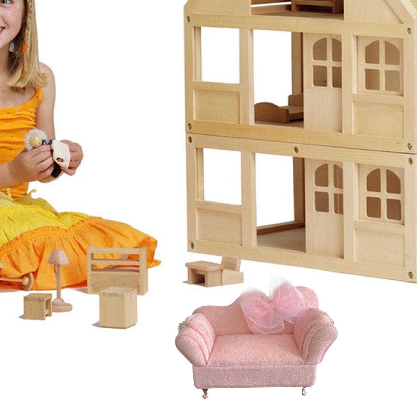 Amazon | PEWETE 1/12ドールハウスソファ、ミニチュア家具
