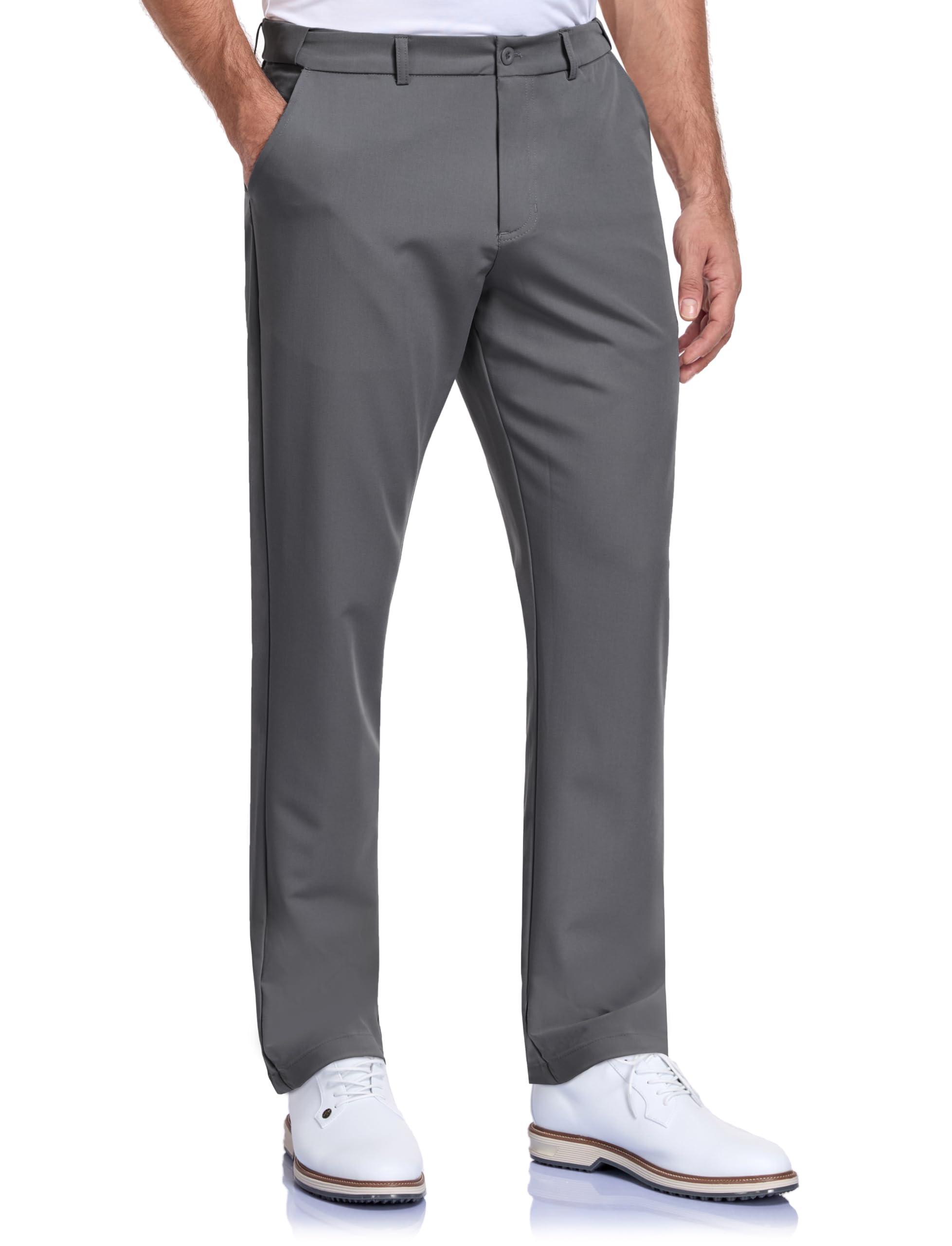 Mens Dress Golf Pants Anti-Slip Casual Slacks 30"/32"/34" with 4 Pockets | Wrinkle-Resistant, Soft Smooth Stretch Fabric, Comfy Adjustable Waist, Lightweight, Quick Dry, Classic Fit, Moisture Wicking