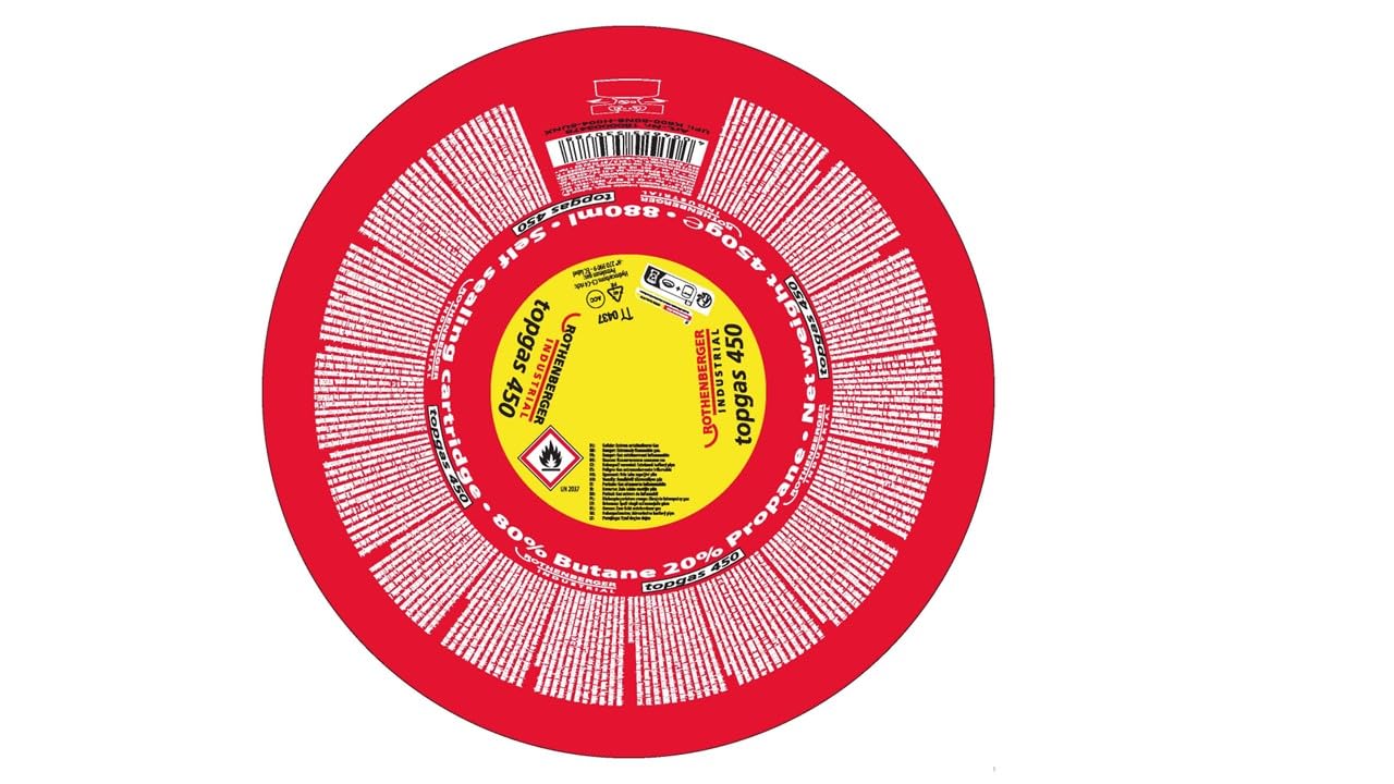 ROTHENBERGER Industrial Top Gas Schraub - Gaskartusche 450g - 740 ml - Vorteilsdose für lange Einsatzdauer ; 7/16" EU, 12 Stück, 1500003478-12