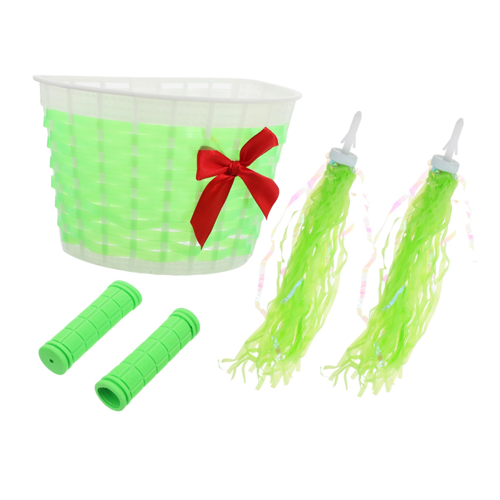 ifundom Kid's Bicycle Accessory Set Rear Front Basket Streamers Tassels Handlebar Sleeve Safe Pe Material for Kids Bikes