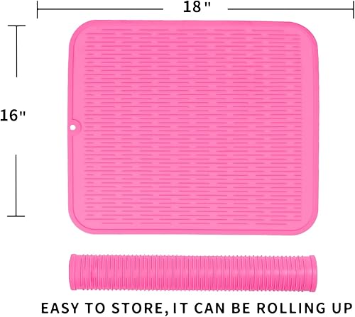 Miniatura 605 de Tapete de silicona para secado de platos para múltiples usos, fácil de limpiar, ecológico, resistente al calor, tapete de silicona para encimera